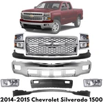 Front Bumper Chrome & Headlight Kit For 2014-2015 Chevrolet Silverado 1500. Fixed Price $908.54.