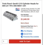 Trick Flow Specialties Aluminum Cylinder Head Cnc Gm LS1 64CC A/p 220CC Bare. Fixed Price $2000.00.