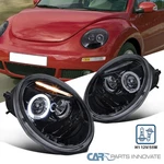 Fits Vw 98-05 Beetle Glossy Black Smoke Led Halo Projector Headlights Lamps. Fixed Price $178.95.