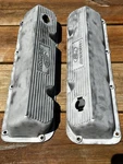 Vintage Ford Motorsport Cleveland Finned Aluminum Valve Covers Pn 7214. Fixed Price $288.00.