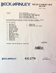 New Engine Cylinder Head Gasket Set Beck/arnley 032-2778. Fixed Price $43.99.