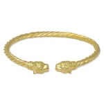 Jaguar Head Coiled Rope West Indian Bangle 14K Gold Plated 925 Sterling Silver. Fixed Price $170.00.