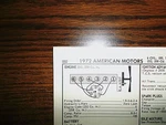 1972 American Motors Amc Six Series Models 232 Ci L6 & 258 Tune Up Chart. Fixed Price $10.00.