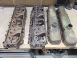 413 / 426 Mopar Max Wedge Cylinder Heads With Valve Covers. Fixed Price $1395.00.
