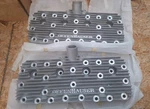 Vintage Offenhauser Finned Aluminum Flathead Ford V8 Cylinder Heads Pair. Fixed Price $1750.00.