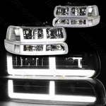 Fit 99-02 SILVERADO/00-06 Suburban Tahoe G2 Led Bar Chrome Headlight+bumper Lamp. Fixed Price $59.24.