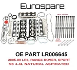 Eurospare Engine Cylinder Head Gasket Set Bolts For Land Rover 2005-2009 4.4. Fixed Price $609.90.