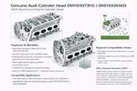 Genuine Audi Oem Cylinder Head 06H103264 A3 Q3 Ulev Engine Assembly 06H-103-264. Fixed Price $1296.56.
