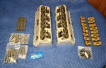 Small Block Chevy Edelbrock Victor Jr Cylinder Heads, Crane Gold Rockers + Arp. Fixed Price $1395.00.