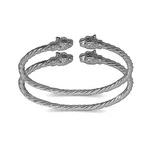 Jaguar Head Coiled Rope West Indian Bangle .925 Sterling Silver Made Usa. Fixed Price $322.00.