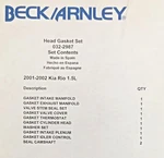 New Engine Cylinder Head Gasket Set Beck/arnley 032-2987 For Kia Rio 1.5L. Fixed Price $43.99.